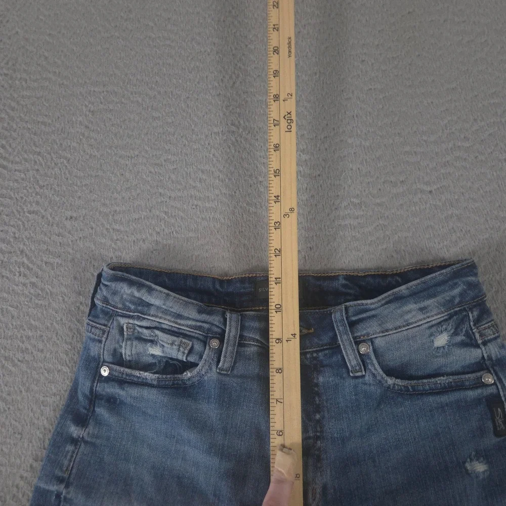 Silver Jeans Co. Shorts Womens 26 Sure Thing Long Short Distressed Denim Raw